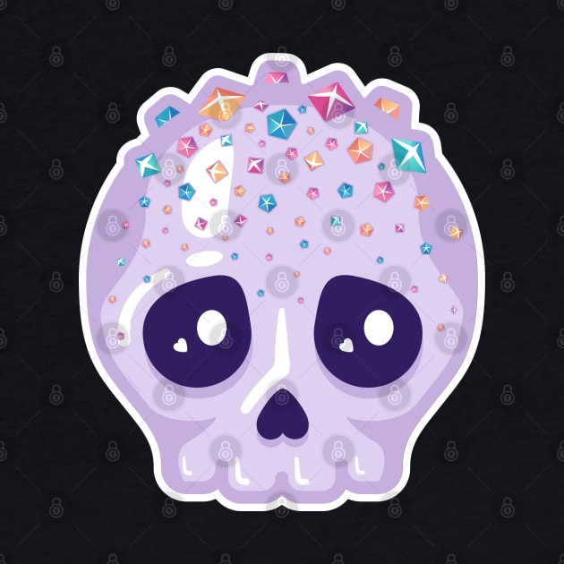 Cute Kawaii skull with sugar crystal hair on dark colours by Sugar & Bones